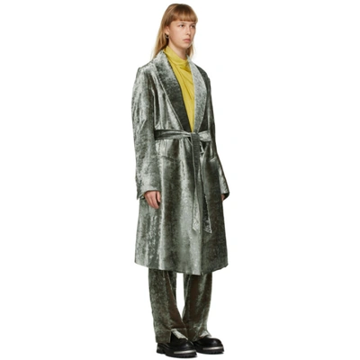 Shop Ann Demeulemeester Green Velvet Belted Coat In 049 Green