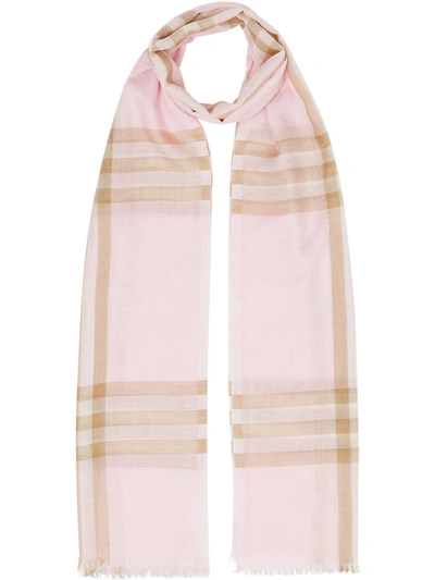 Shop Burberry Wool And Silk Giant Check Scarf In Beige