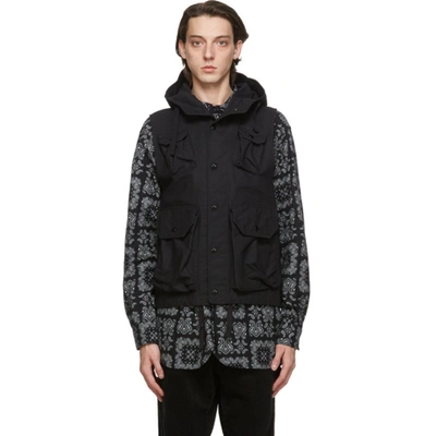 Engineered Garments Hooded Utility Felt Gilet In Black | ModeSens