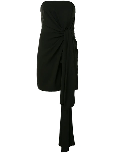 Shop 16arlington Strapless Draped Mini Dress In Black
