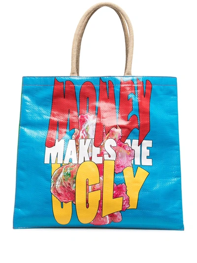 Shop Erl Slogan Logo Print Tote In Red