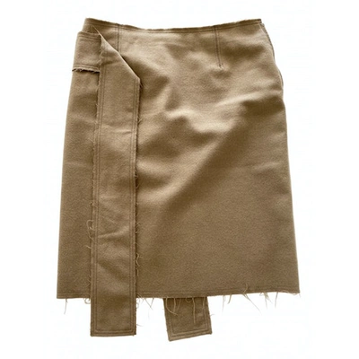 Pre-owned Lanvin Wool Mid-length Skirt In Camel