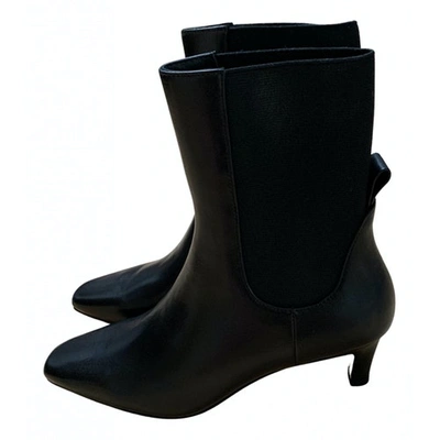 Pre-owned Totême Mid Heel Black Leather Ankle Boots