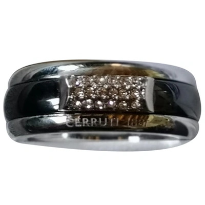 Pre-owned Cerruti 1881 Black Steel Ring