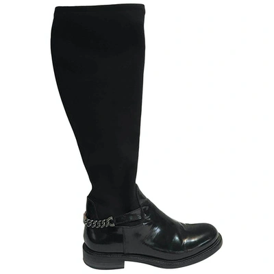 Pre-owned Emporio Armani Leather Riding Boots In Black