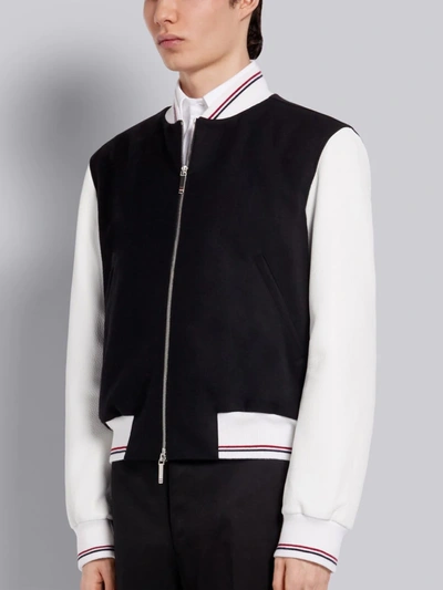 Shop Thom Browne Black Wool Pig Icon Blouson Jacket