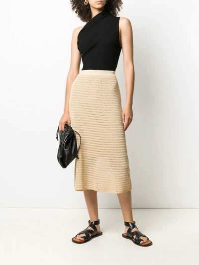 Shop Vince Knitted Pencil Skirt In Neutrals