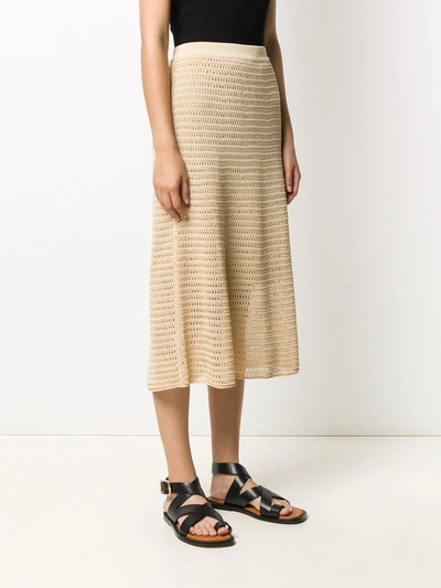 Shop Vince Knitted Pencil Skirt In Neutrals