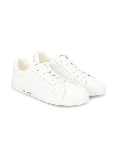 Shop Dolce & Gabbana Teen Logo Plaque Sneakers In White