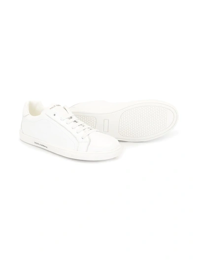 Shop Dolce & Gabbana Teen Logo Plaque Sneakers In White