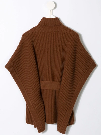 Shop Dolce & Gabbana Belted Knitted Poncho In Brown