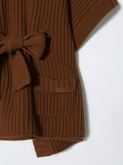 Shop Dolce & Gabbana Belted Knitted Poncho In Brown