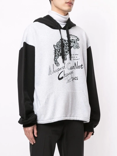 Shop Dolce & Gabbana Slogan Print Hooded Sweatshirt In Grey