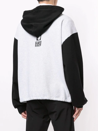 Shop Dolce & Gabbana Slogan Print Hooded Sweatshirt In Grey