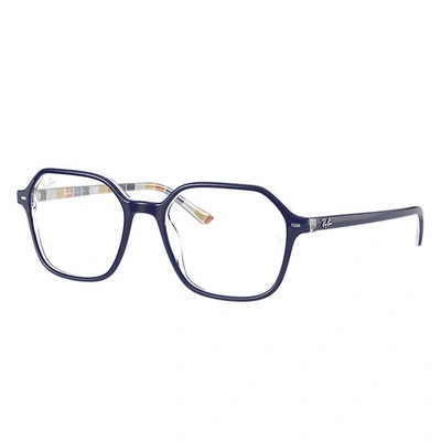 Shop Ray Ban John Optics Eyeglasses Blue Frame Clear Lenses 49-18