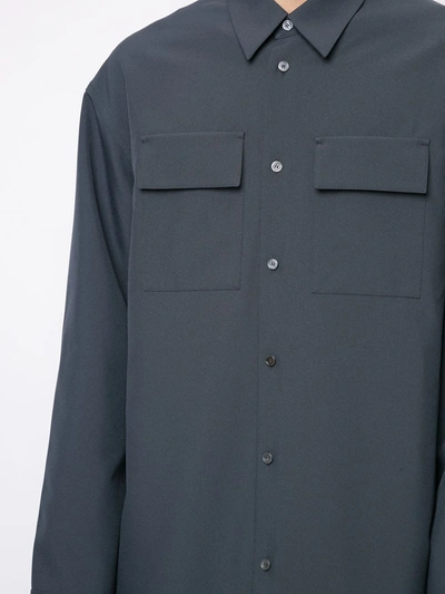 Shop Oamc Button-up Long Plain Shirt In Blue