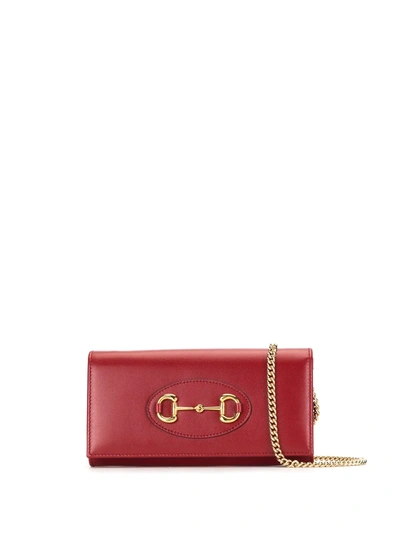 Shop Gucci Horsebit Chain Wallet Bag In Red