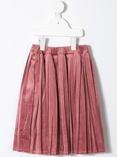 Shop Velveteen Paola Velvet Pleated Skirt In Pink