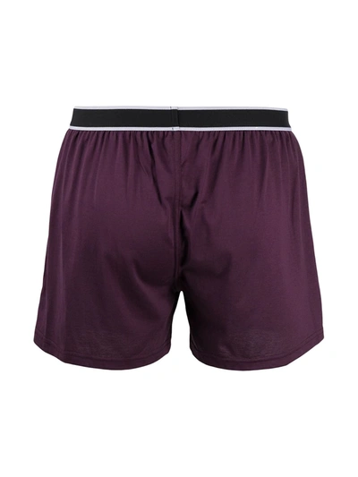 Shop Balmain Logo Waistband Boxer Shorts In Purple