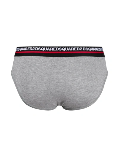Shop Dsquared2 Pack Of 2 Logo Waistband Briefs In Grey