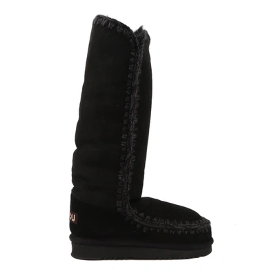Shop Mou Eskimo 40 Boots In Sheepskin In Black/black
