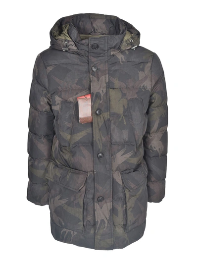 Shop Etro Camouflage Down Jacket In Green