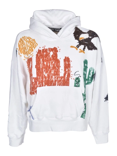 Shop Palm Angels New Folk Hoodie In White