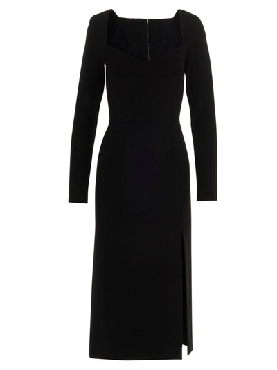 Shop Dolce & Gabbana Stretch Split Dress In Black
