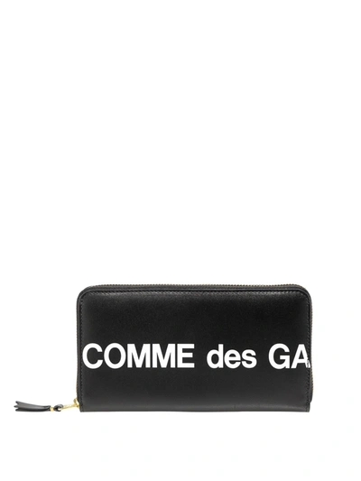 Shop Comme Des Garçons Lettering Logo Leather Wallet In Black