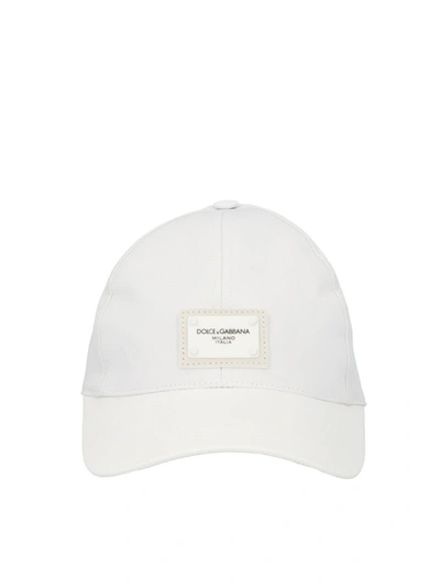Shop Dolce & Gabbana Logo Plaque Baseball Cap In White