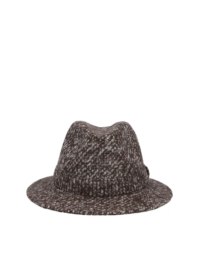Shop Dolce & Gabbana Fedora Hat In Tweed In Brown