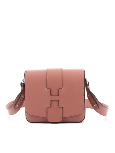 Shop Hogan Raw-cut H Leather Small Bag In Pink