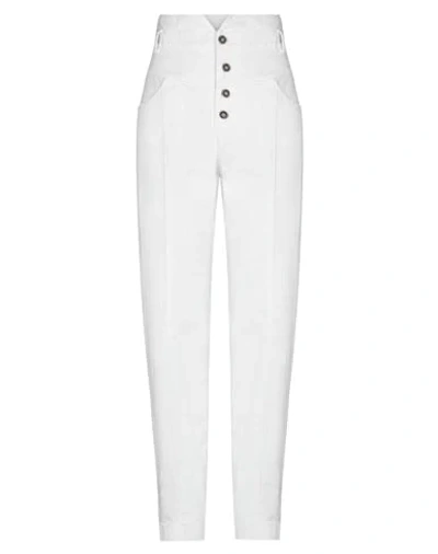 Shop Manila Grace Woman Pants White Size 10 Cotton, Elastane