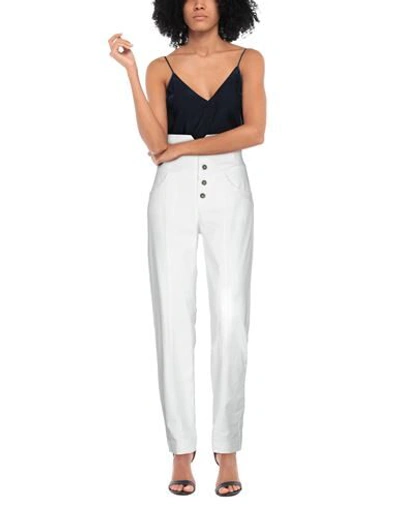 Shop Manila Grace Woman Pants White Size 10 Cotton, Elastane