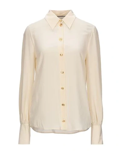 Shop Gucci Silk Shirts & Blouses In Beige