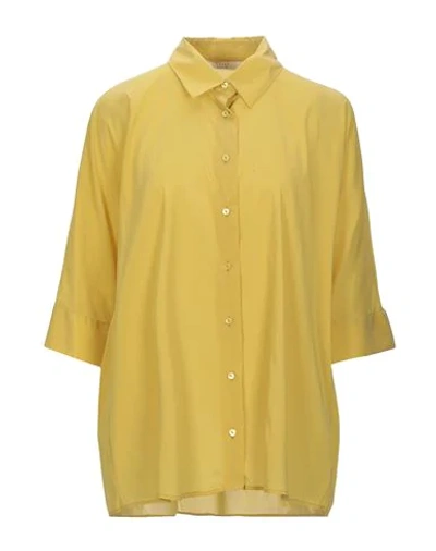 Shop Xacus Woman Shirt Ocher Size 4 Polyamide, Silk, Elastane In Yellow