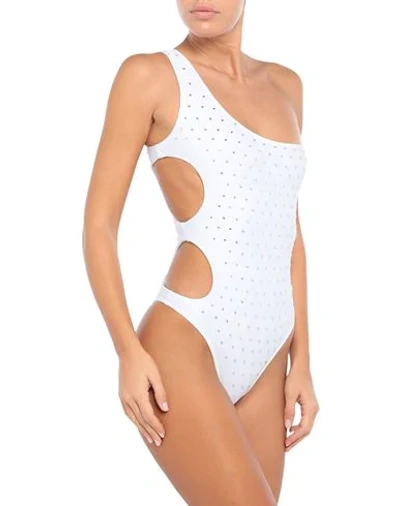 Shop Gcds Woman One-piece Swimsuit White Size S Polyamide, Elastane