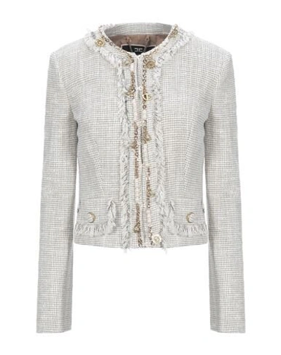 Shop Elisabetta Franchi Woman Blazer Ivory Size 6 Cotton, Acrylic, Polyester In White