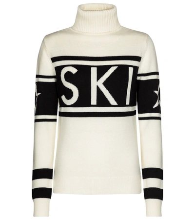 Shop Perfect Moment Schild Intarsia Wool Sweater In White