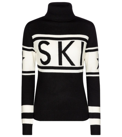 Shop Perfect Moment Schild Intarsia Wool Sweater In Black