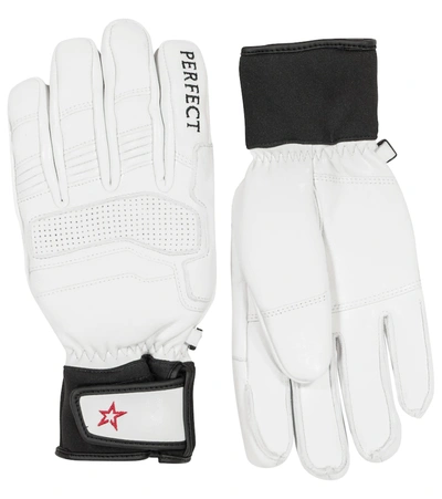 Shop Perfect Moment Leather Ski Gloves In White