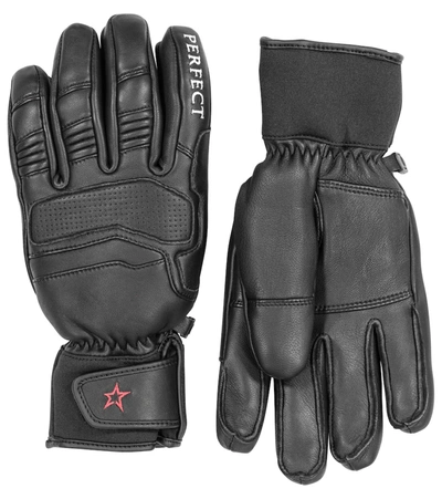 Shop Perfect Moment Leather Ski Gloves In Black