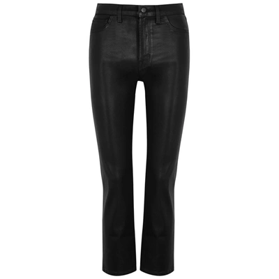 Shop J Brand Alma Black Coated Straight-leg Jeans
