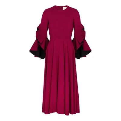 Shop Roksanda Caden Red Ruffle-trimmed Midi Dress