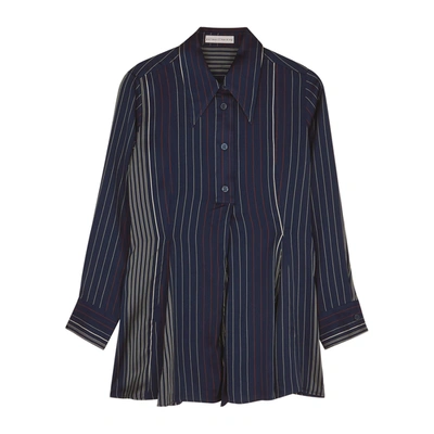 Shop Palmer Harding Palmer//harding Kanzi Navy Striped Satin Shirt