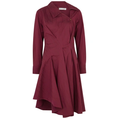 Shop Palmer Harding Palmer//harding Enata Burgundy Stretch-cotton Shirt Dress