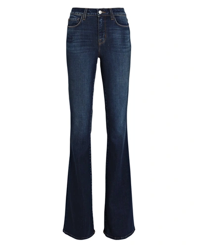 Shop L Agence Bell Flared High-rise Jeans In Denim-drk