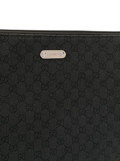 Pre-owned Gucci Shelly Gg Monogram Crossbody Bag In Black