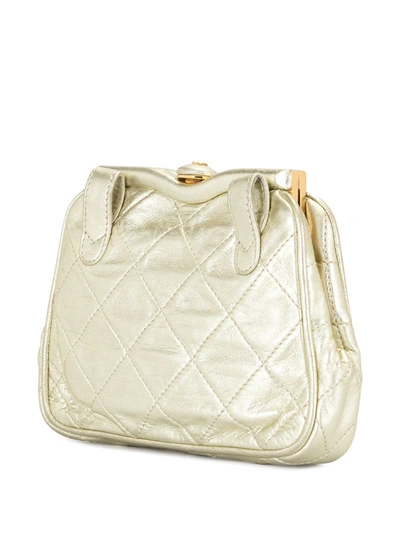 Pre-owned Chanel 1990 Diamond Quilted Cc Belt Bag In Gold