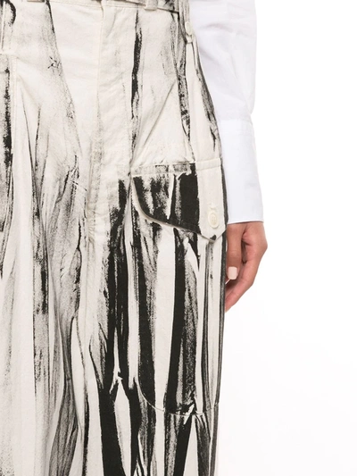 Shop Y's Abstract Print Loose Trousers In White